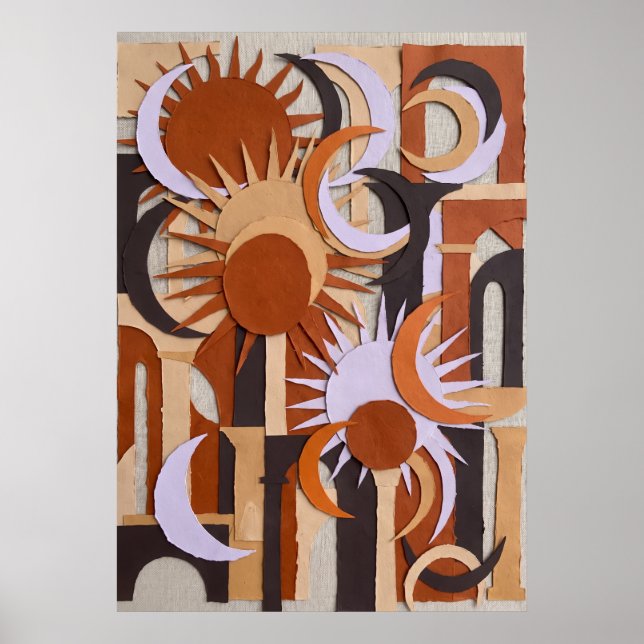 Retro Orange Circle Abstract Poster (Front)