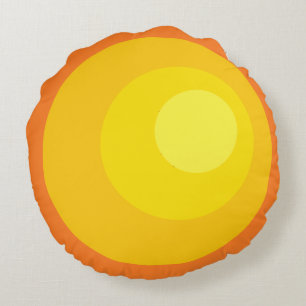 Retro Orange Circles Round Cushion