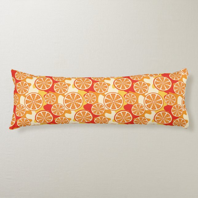 Retro Orange Citrus Pattern Body Cushion (Front)