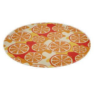 Retro Orange Citrus Pattern Cutting Board