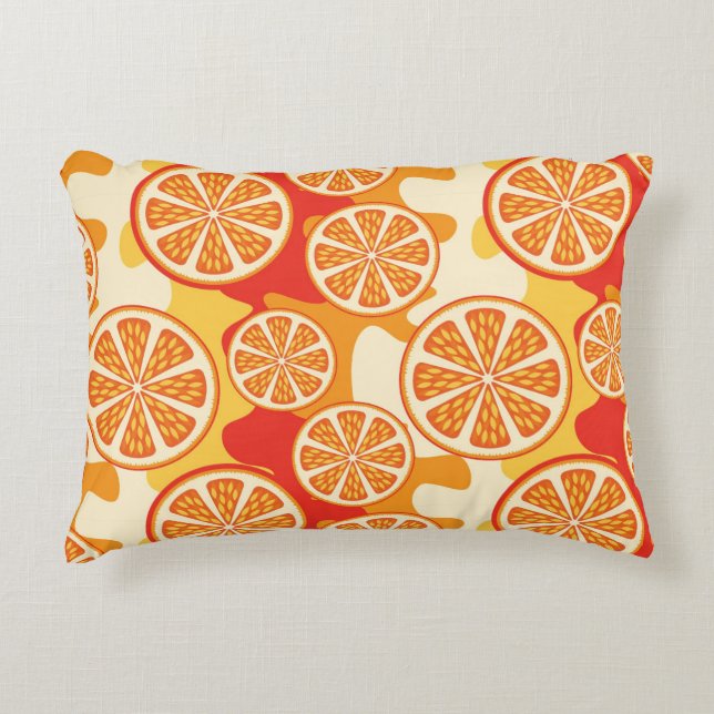 Retro Orange Citrus Pattern Decorative Cushion (Front)