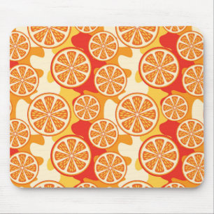 Retro Orange Citrus Pattern Mouse Pad