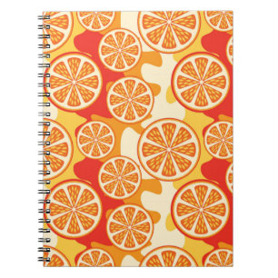 Retro Orange Citrus Pattern Notebook
