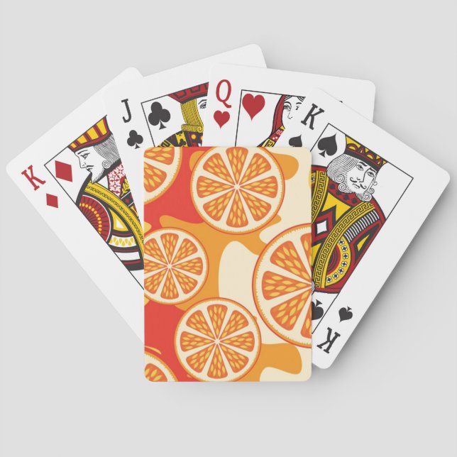 Retro Orange Citrus Pattern Playing Cards (Back)
