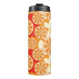 Retro Orange Citrus Pattern Thermal Tumbler