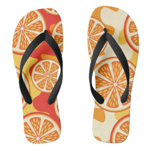 Retro Orange Citrus Pattern Thongs