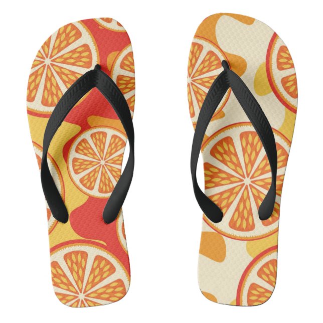 Retro Orange Citrus Pattern Thongs (Footbed)