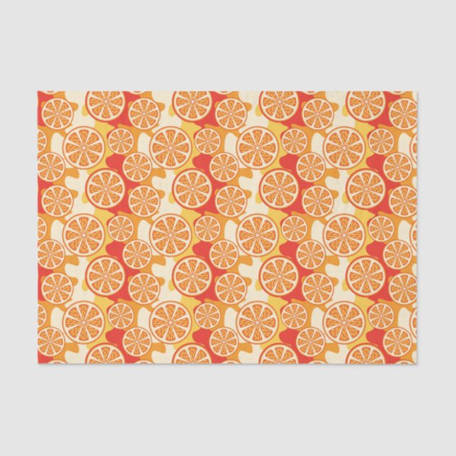 Retro Orange Citrus Pattern Tissue Paper (Front)