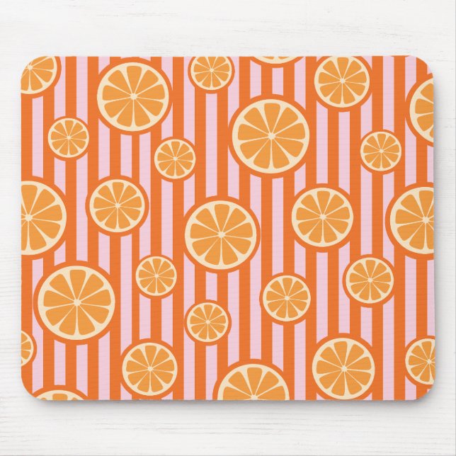 Retro Orange Citrus Slices Seamless Pattern Mouse Pad (Front)