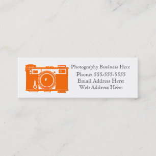 Retro Orange Colour Film Camera Business Card
