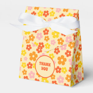 Retro Orange Colourful Boho Flower 50th Birthday Favour Box