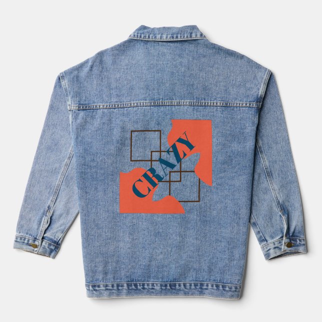 Retro Orange Crazy  Denim Jacket (Back)