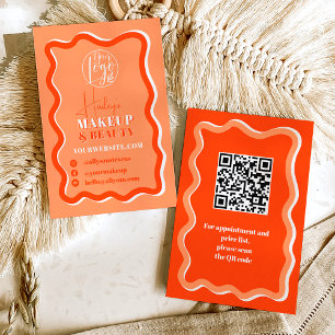 Retro orange curve squiggle wavy makeup beauty business card