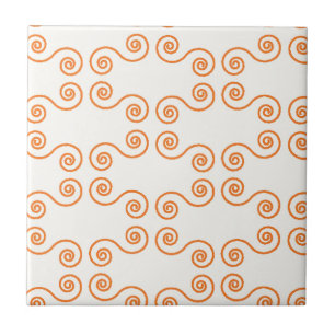 Retro Orange Curves Pattern Tile