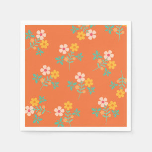 Retro Orange Daisy Bouquet Pattern Napkin