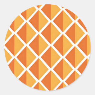 Retro Orange Diamond Harlequin Pattern Classic Round Sticker