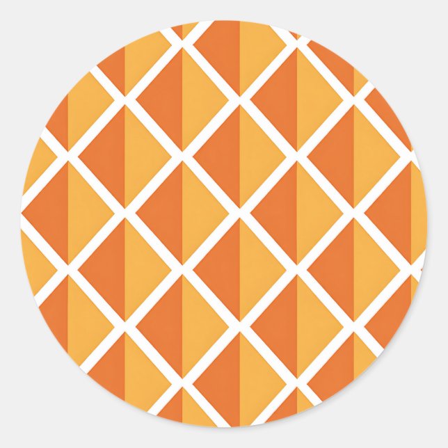 Retro Orange Diamond Harlequin Pattern Classic Round Sticker (Front)