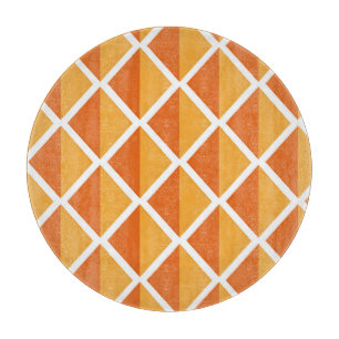 Retro Orange Diamond Harlequin Pattern Cutting Board
