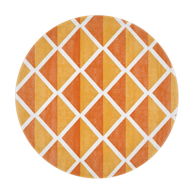 Retro Orange Diamond Harlequin Pattern Cutting Board (Front)