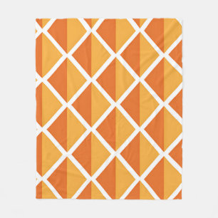 Retro Orange Diamond Harlequin Pattern Fleece Blanket
