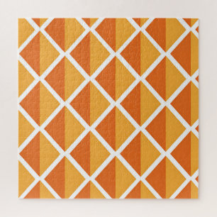 Retro Orange Diamond Harlequin Pattern Jigsaw Puzzle