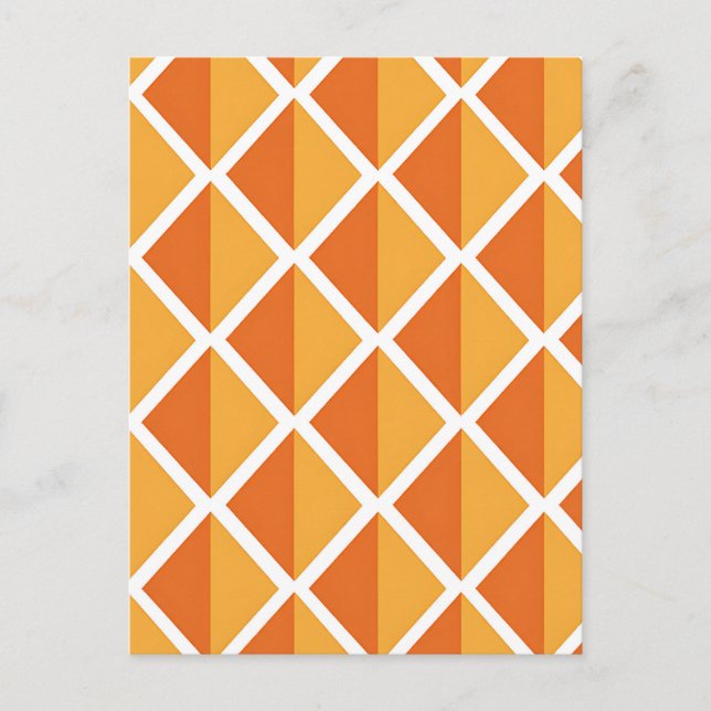 Retro Orange Diamond Harlequin Pattern Postcard (Front)