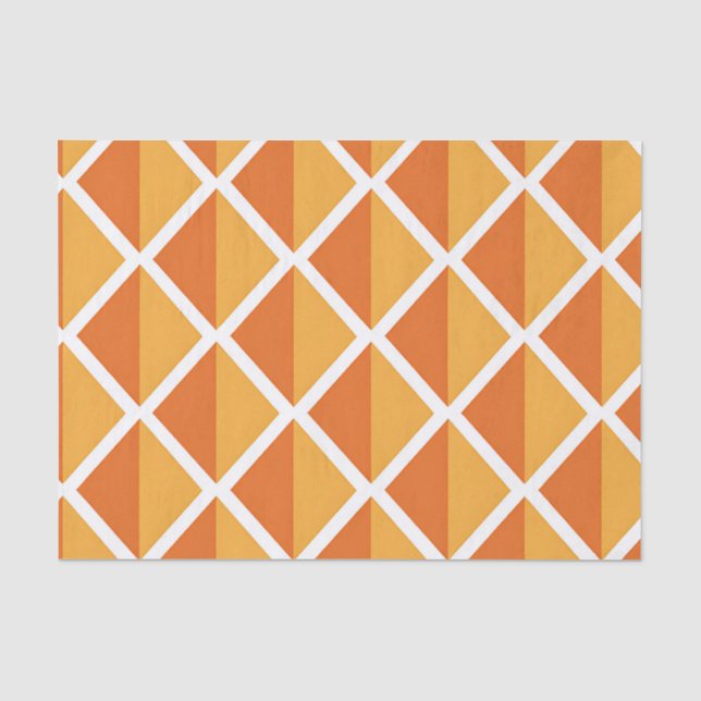 Retro Orange Diamond Harlequin Pattern Tissue Paper (Front)