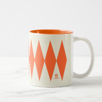 Retro Orange Diamond Pattern  Two-Tone Coffee Mug