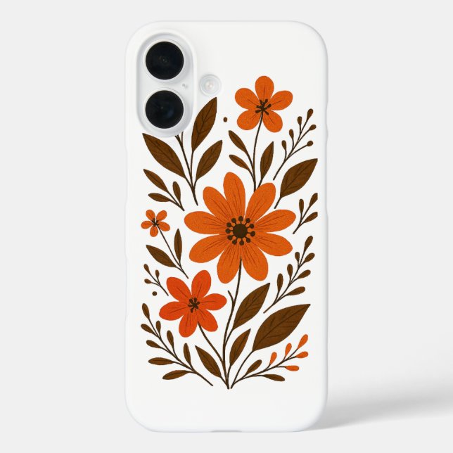 Retro Orange Floral Pattern Case-Mate iPhone Case (Back)