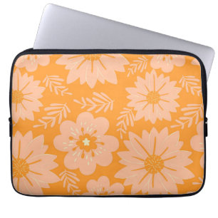 Retro Orange Floral Vibrant Spring & Summer Gift  Laptop Sleeve