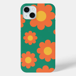 Retro Orange Flowers iPhone 15 Mini Case