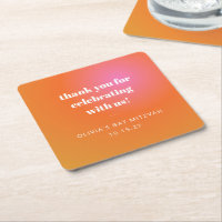 Retro Orange Gradient Bat Mitzvah Custom Thank You