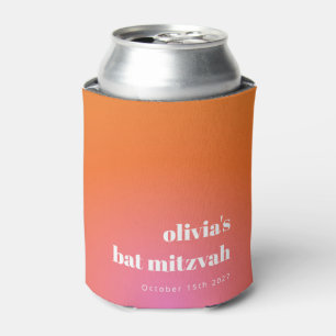 Retro Orange Gradient Unique Bat Mitzvah Custom Can Cooler