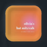 Retro Orange Gradient Unique Bat Mitzvah Custom Paper Plate<br><div class="desc">Retro Orange Pink Gradient Unique Bat Mitzvah Custom Paper Plates</div>