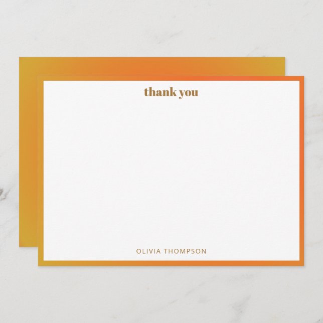 Retro Orange Gradient Unique Bat Mitzvah Custom Thank You Card (Front/Back)