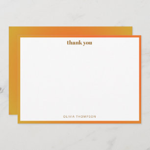 Retro Orange Gradient Unique Bat Mitzvah Custom Thank You Card