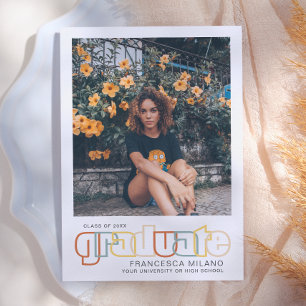 Retro Orange Graduate Photo Announcement