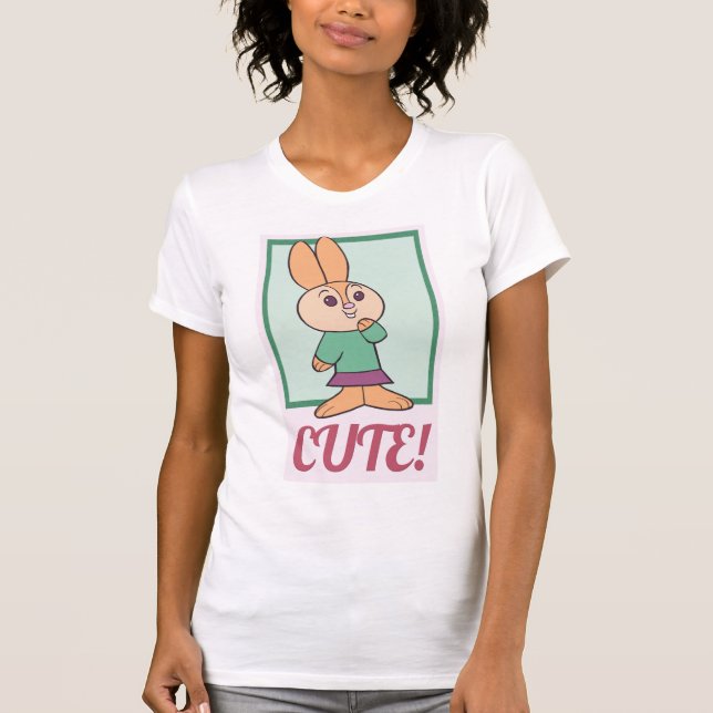Retro Orange, Green and Pink Cute Bunny Rabbit T-Shirt (Front)