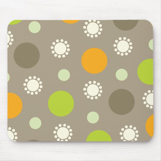 Retro Orange Green Dots Pattern Custom  Mousepad (Front)