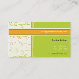 Retro Orange Green Scribbles Pattern Profile Card