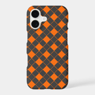 Retro Orange Grey Japan Geometric Chequered Patter