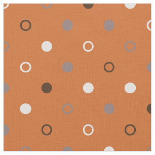Retro orange grey polka dots geometric pattern fabric