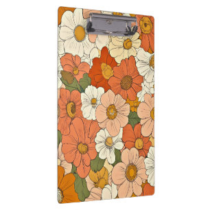 Retro Orange Groove Floral Clipboard