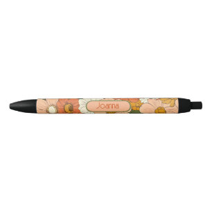 Retro Orange Groove Floral Personalizable Pen