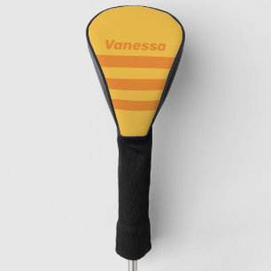 Retro Orange Groove Three Across Stripe with Name Golf Head Cover