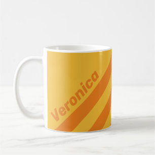 Retro Orange Groove Three Stripes with Name Coffee Mug