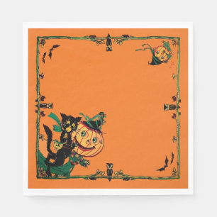 Retro Orange Halloween  Napkin