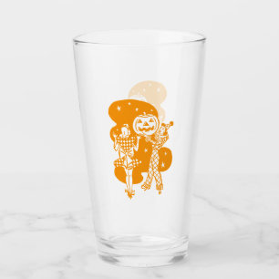 Retro Orange Ladies with Pumpkin Glass