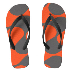 Retro Orange Mod Wave Pattern Thongs