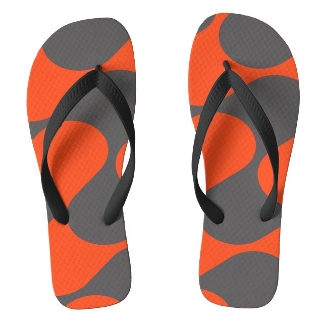 Retro Orange Mod Wave Pattern Thongs (Footbed)